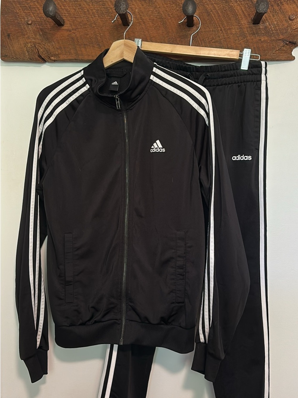 adidas Women Black 3-Stripe Track Jacket & Pants Set